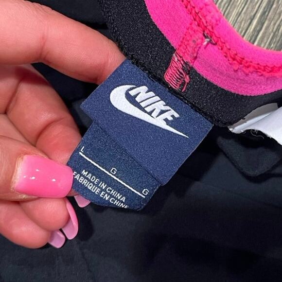 Nike Girls Youth Mid Rise Elastic Waist Pull-On Swoosh Print Logo Black Size L - Picture 5 of 9